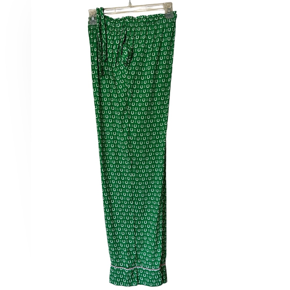 Kate Spade Charming Allover Print Green Pajama Set Elastic Waist Women Size M/M - Picture 6 of 16